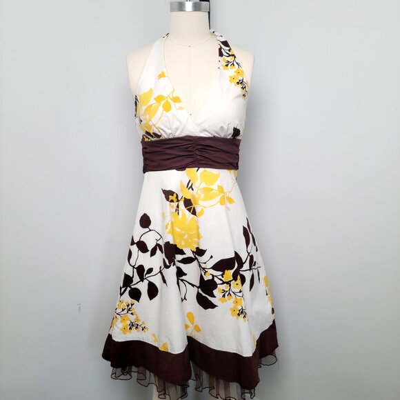 Speechless Y2K  Fit & Flare Halter Floral Cotton Blend Dress Size 5 - Picture 1 of 16